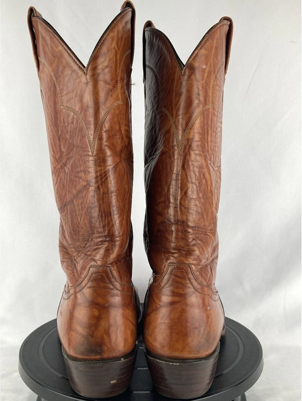 Vintage Men’s 9.5 Tony Lama 5084 Cowboy Boots Cognac Brown Leather USA Made